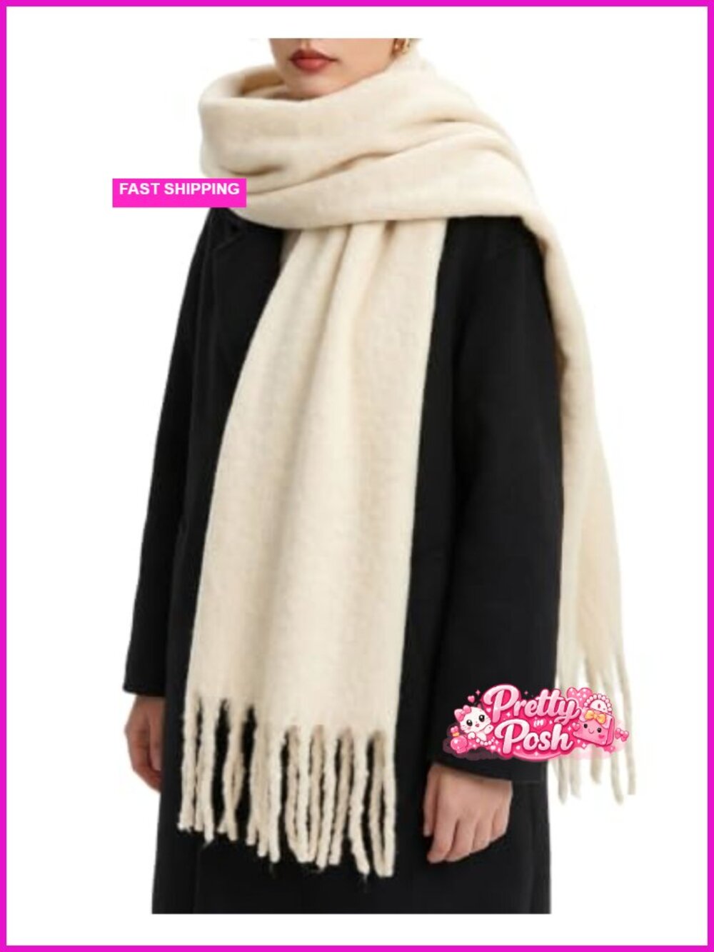 Chunky Oversized Blanket Scarf Soft Polyester Warm Winter Wrap Shawl